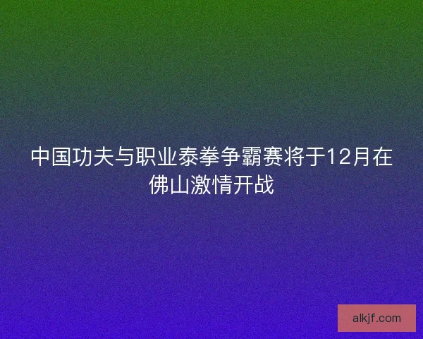 中国功夫与职业泰拳争霸赛将于12月在佛山激情开战